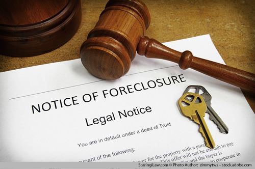 Notice of Foreclosure, gavel and keys