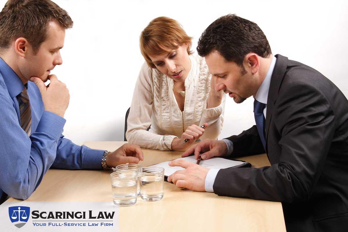 Couple meeting with lawyer